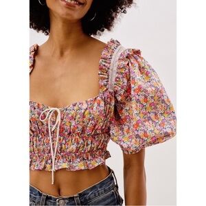 For Love and Lemons Libby Floral Crop Top